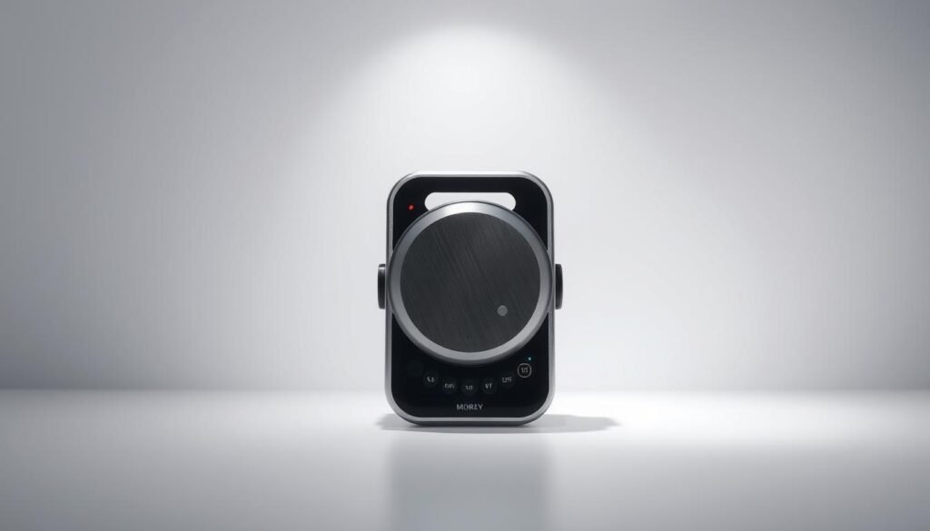 A sleek, modern safety and suitability sensor against a minimalist, well-lit background. The device is centered, showcasing its clean, streamlined design with a brushed metal finish. Subtle ambient lighting from above highlights the sensor's various components and controls, conveying a sense of precision and functionality. The overall composition exudes a professional, technological atmosphere suitable for an article on breathing devices and anxiety reduction. A sleek, modern safety and suitability sensor against a minimalist, well-lit background. The device is centered, showcasing its clean, streamlined design with a brushed metal finish. Subtle ambient lighting from above highlights the sensor's various components and controls, conveying a sense of precision and functionality. The overall composition exudes a professional, technological atmosphere suitable for an article on breathing devices and anxiety reduction.